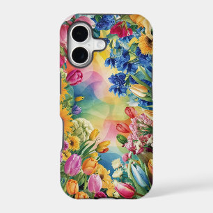 Pink Blue Green Yellow Orange Flower Art Pattern