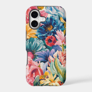 Pink Blue Green Yellow Orange Flower Art Pattern