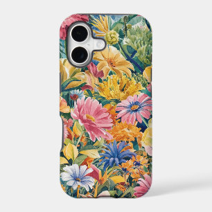 Pink Blue Green Yellow Orange Flower Art Pattern