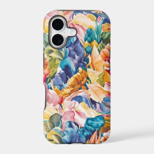 Pink Blue Green Yellow Orange Flower Art Pattern