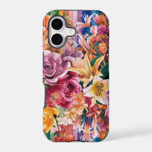 Pink Blue Green Yellow Orange Flower Art Pattern