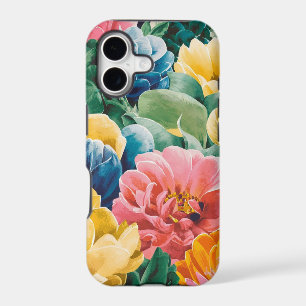Pink Blue Green Yellow Orange Flower Art Pattern