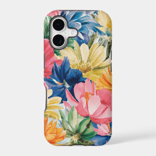 Pink Blue Green Yellow Orange Flower Art Pattern
