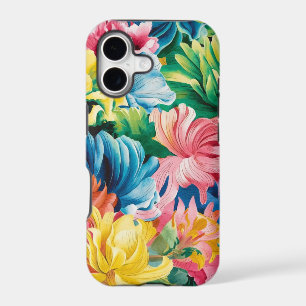 Pink Blue Green Yellow Orange Flower Art Pattern