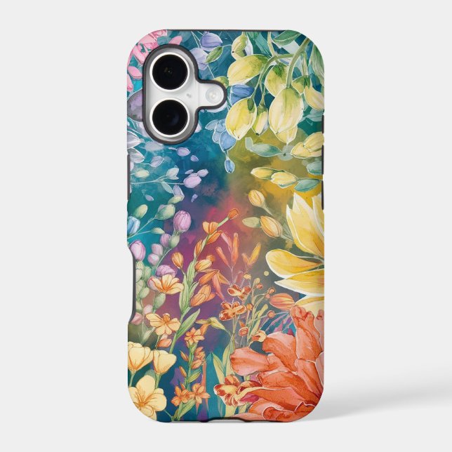 Pink Blue Green Yellow Orange Flower Art Pattern (Back)