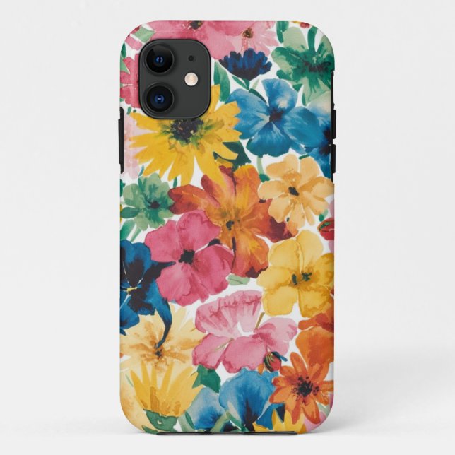 Pink Blue Green Yellow Orange Flower Art Pattern Case-Mate iPhone Case (Back)