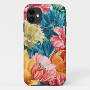 Pink Blue Green Yellow Orange Flower Art Pattern iPhone 11 Case