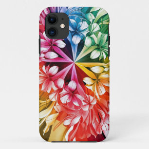 Pink Blue Green Yellow Orange Flower Art Pattern iPhone 11 Case