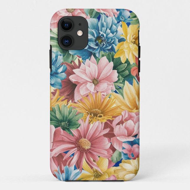 Pink Blue Green Yellow Orange Flower Art Pattern Case-Mate iPhone Case (Back)