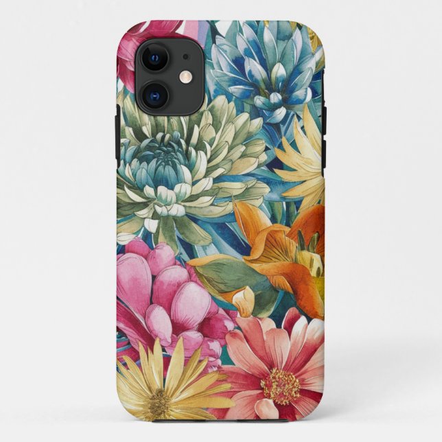 Pink Blue Green Yellow Orange Flower Art Pattern Case-Mate iPhone Case (Back)