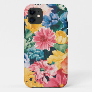 Pink Blue Green Yellow Orange Flower Art Pattern iPhone 11 Case