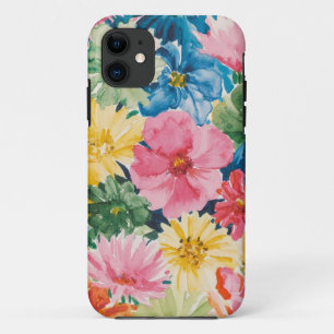 Pink Blue Green Yellow Orange Flower Art Pattern iPhone 11 Case