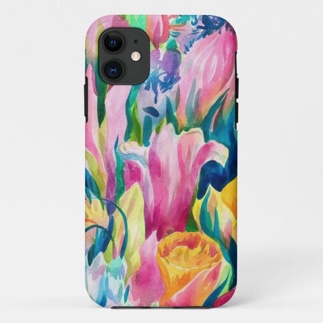 Pink Blue Green Yellow Orange Flower Art Pattern Case-Mate iPhone Case (Back)