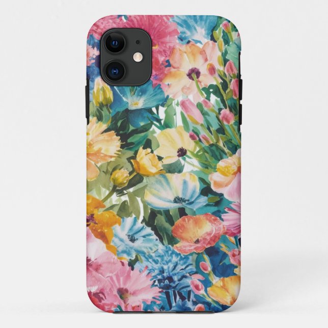 Pink Blue Green Yellow Orange Flower Art Pattern Case-Mate iPhone Case (Back)