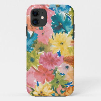 Pink Blue Green Yellow Orange Flower Art Pattern iPhone 11 Case