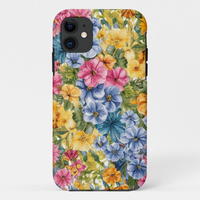 Pink Blue Green Yellow Orange Flower Art Pattern Case-Mate iPhone Case (Back)