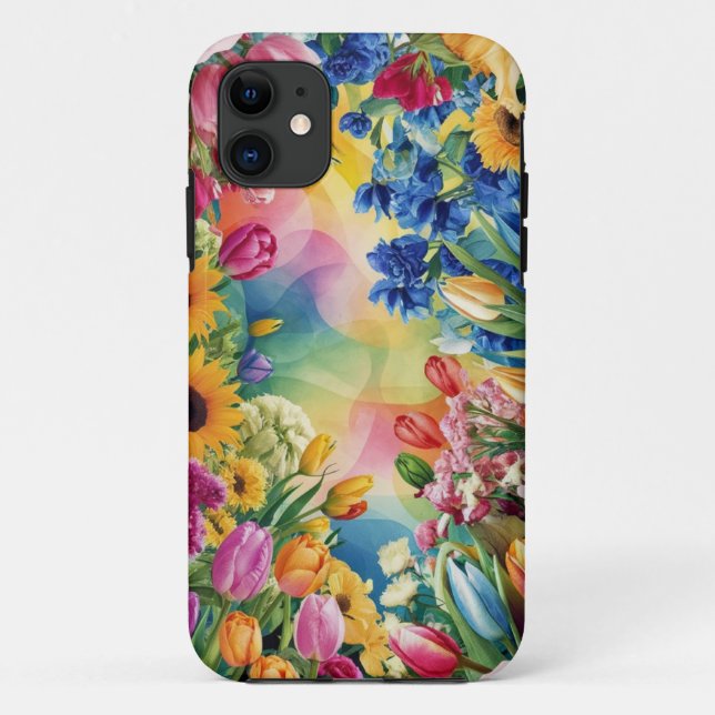 Pink Blue Green Yellow Orange Flower Art Pattern Case-Mate iPhone Case (Back)