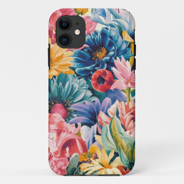 Pink Blue Green Yellow Orange Flower Art Pattern Case-Mate iPhone Case (Back)