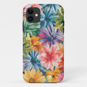 Pink Blue Green Yellow Orange Flower Art Pattern iPhone 11 Case