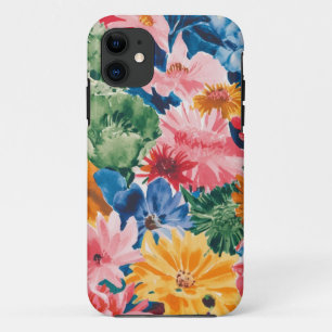 Pink Blue Green Yellow Orange Flower Art Pattern iPhone 11 Case