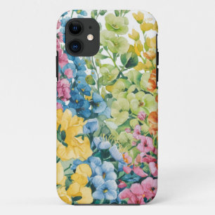Pink Blue Green Yellow Orange Flower Art Pattern iPhone 11 Case