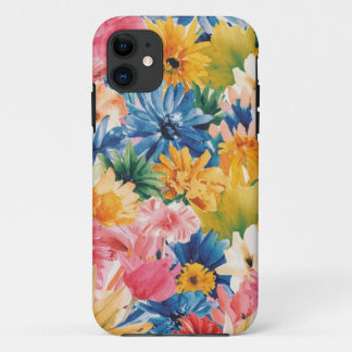 Pink Blue Green Yellow Orange Flower Art Pattern iPhone 11 Case
