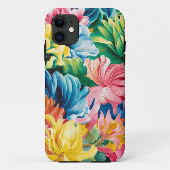 Pink Blue Green Yellow Orange Flower Art Pattern Case-Mate iPhone Case (Back)