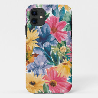 Pink Blue Green Yellow Orange Flower Art Pattern iPhone 11 Case