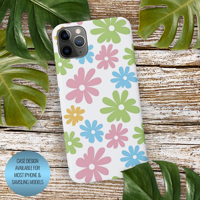 Pink Blue Green Yellow Orange Flower Art Pattern iPhone Case (Creator Uploaded)