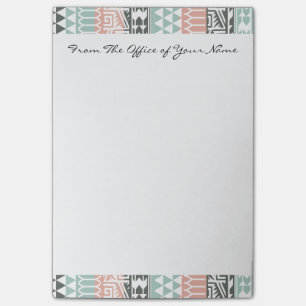 Pink Blue Grey Abstract Aztec Tribal Print Pattern Post-it Notes