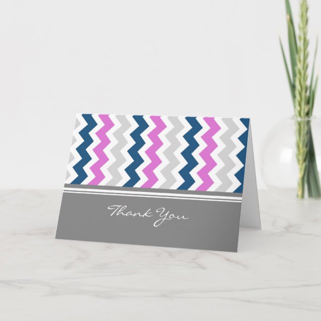 Pink Blue Grey Baby Shower Hostess Thank You (Front)