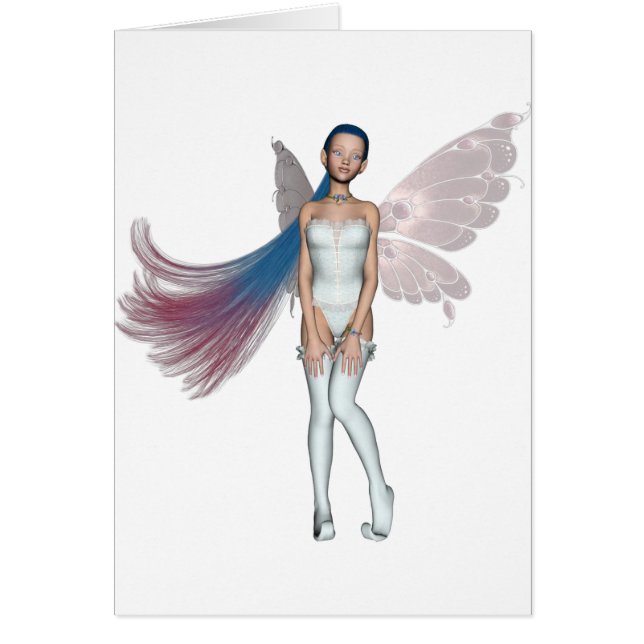 Pink & Blue Hair Pixie In White (Front)