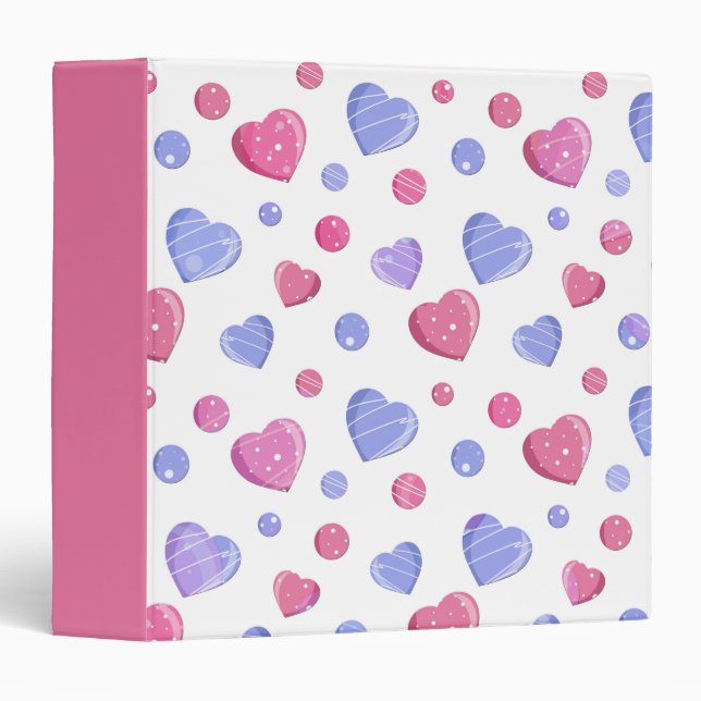 Pink, blue hearts on a white background. binder (Front/Spine)