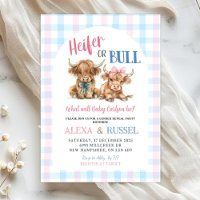 Pink Blue Heifer Bull Gender Reveal Invitation