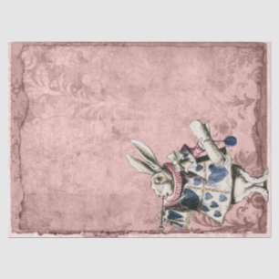 Pink Blue Herald White Rabbit Alice in Wonderland Tissue Paper