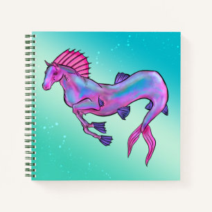 Pink & Blue Hippocampus Notebook – Fantasy Design