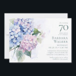 Pink Blue Hydrangeas 70th Birthday Card Request<br><div class="desc">This beautiful hydrangeas 70th birthday party invitation with card request is whimsical and stunning! With its exquisite multi-hued blue, pink, and purple hydrangeas with a soft watercolor wash behind it - it is perfect for your loved one who's turning 70. The back has a beautifully worded card request and a...</div>