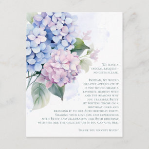 Pink Blue Hydrangeas 80th Birthday Card Request