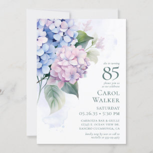 Pink Blue Hydrangeas 85e carte d'anniversaire Dema