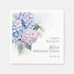 Pink Blue Hydrangeas 85th Birthday Party Napkin