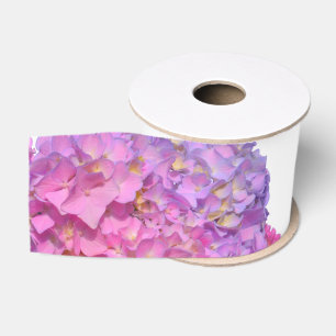 Pink Blue Hydrangeas elegant pink purple flowers Grosgrain Ribbon