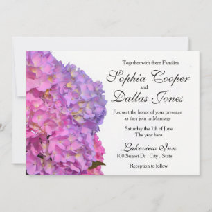 Pink Blue Hydrangeas elegant pink purple flowers Invitation