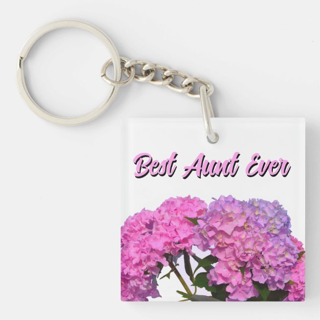Pink Blue Hydrangeas pink purple flowers best Aunt Keychain (Front)