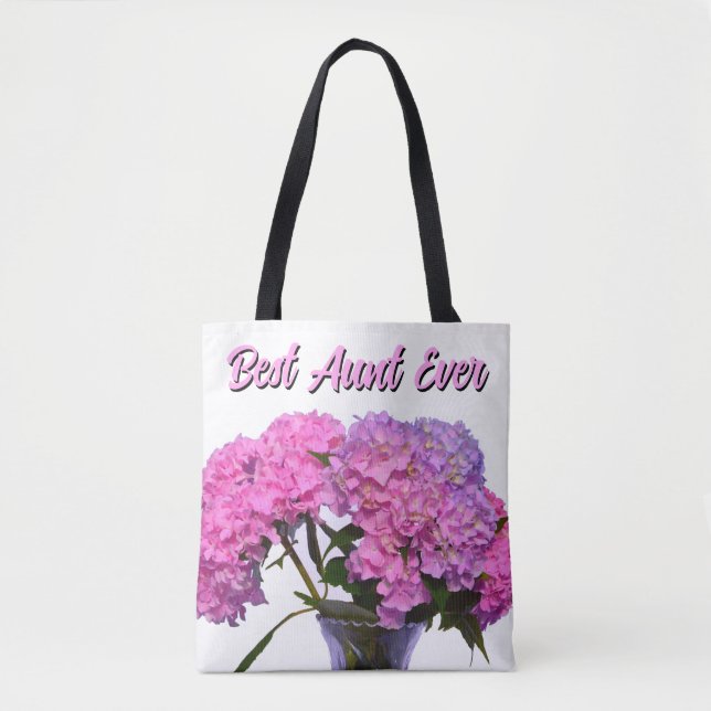 Pink Blue Hydrangeas pink purple flowers best Aunt Tote Bag (Front)