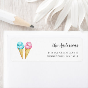 Pink Blue Ice Cream Return Address Label
