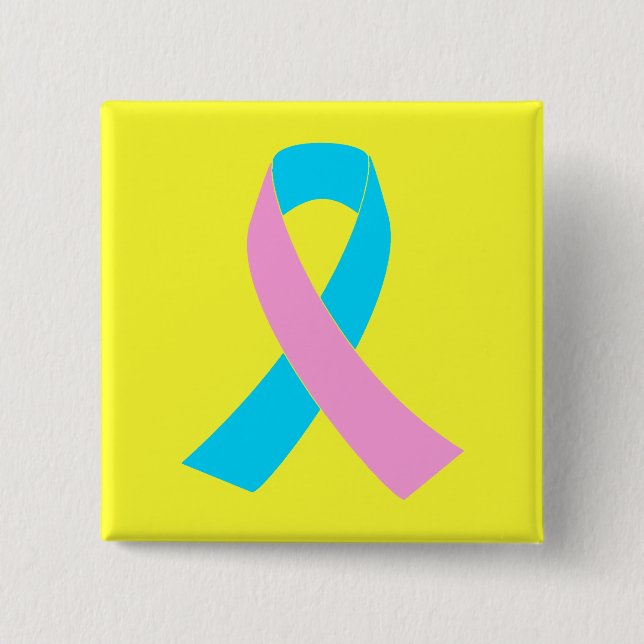 Pink & Blue - Infertility Awareness Ribbon 2 Inch Square Button (Front)