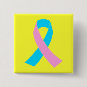 Pink & Blue - Infertility Awareness Ribbon 2 Inch Square Button