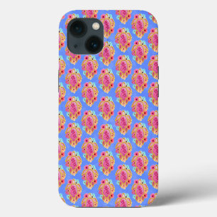 Pink Blue Island Tropical Sea Turtles Floral iPhone 13 Case
