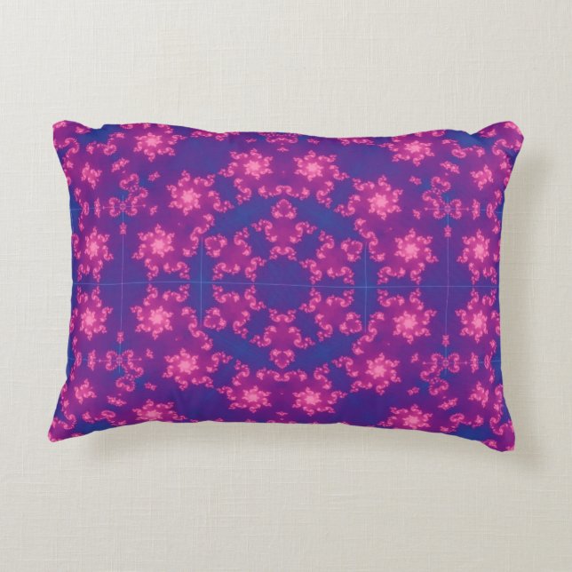 Pink & Blue Kaleidoscope Gradient Snowflake Accent Pillow (Back)