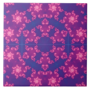 Pink & Blue Kaleidoscope Gradient Snowflake Tile